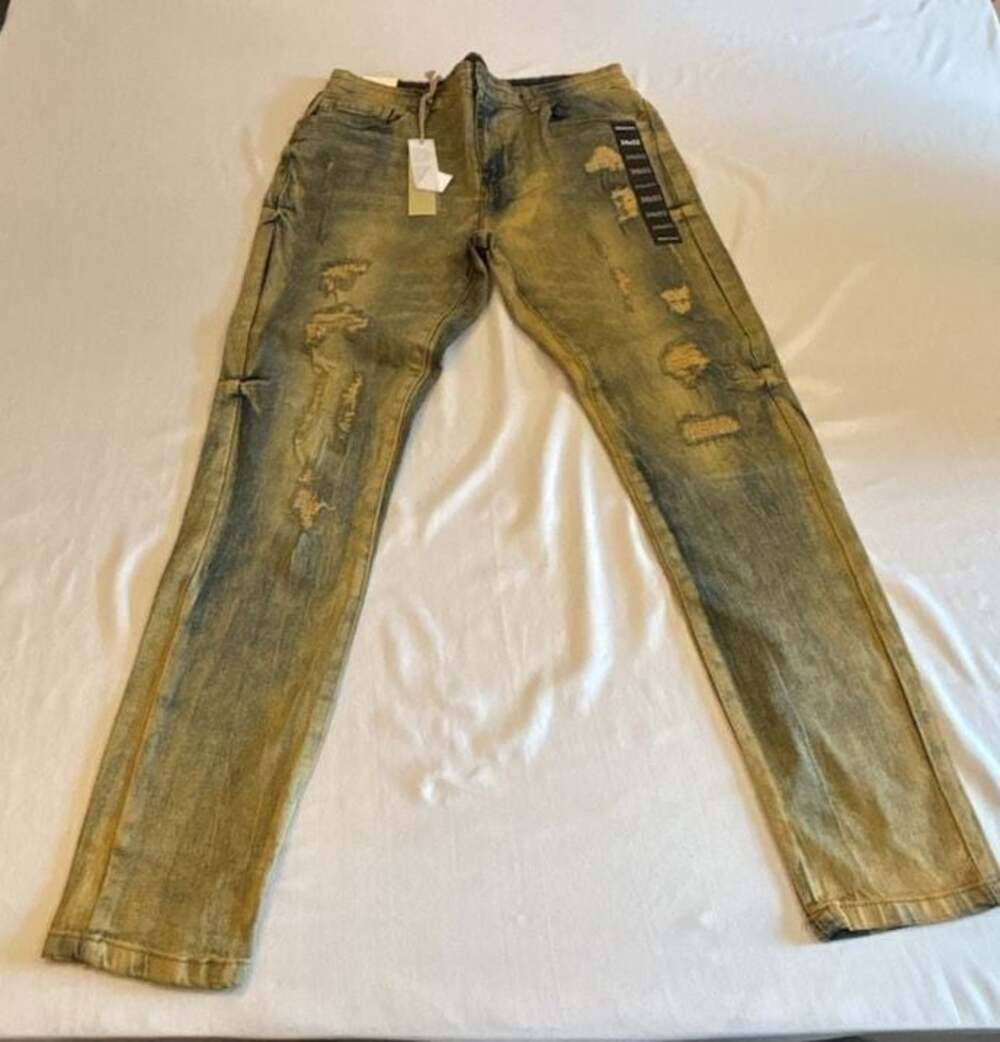 Reason Brand Distressed Vintage Wash Skinny Denim Jeans Size 34x32